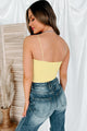 Pretty Pleased Double-Layered Ribbed Crop Top (Yellow) - NanaMacs