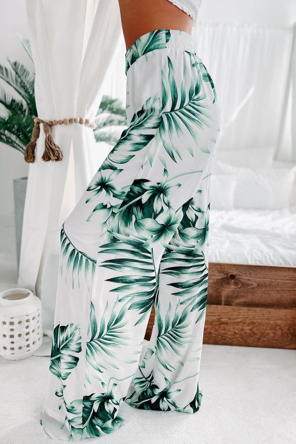 Tahitian Sunsets Tropical Print Two-Piece Set (Ivory/Green) - NanaMacs