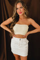 Known To All Strapless Knit Crop Top (Khaki) - NanaMacs