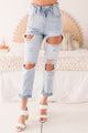 Tiana Kancan High Rise Distressed Paperbag Jeans (Light) - NanaMacs