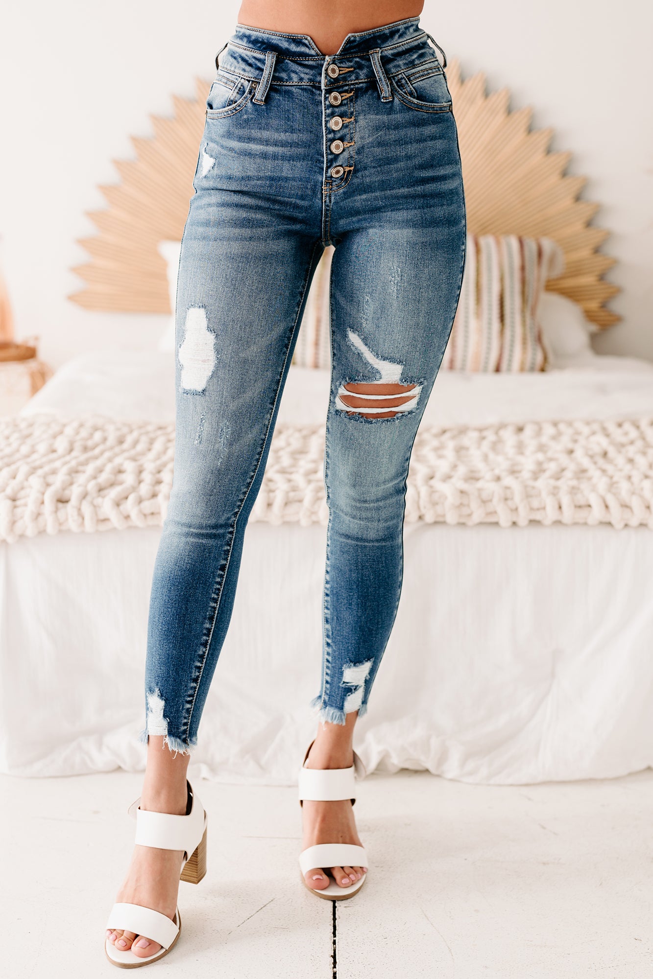 Lagertha High Rise Button-Down Skinny Kancan Jeans (Medium) - NanaMacs
