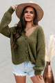 Good As Always Button-Front Chunky Knit Cardigan (Olive) - NanaMacs