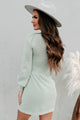 Swift Decisions Long Sleeve Button Front Sweater Dress (Dusty Sage) - NanaMacs