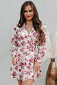 There's Only You Satin Floral Wrap Dress (Cream/Wine) - NanaMacs