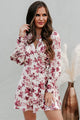 There's Only You Satin Floral Wrap Dress (Cream/Wine) - NanaMacs