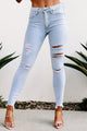 Violetta Just Panmaco High Rise Distressed Skinny Jeans (Light Denim) - NanaMacs