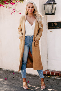 Hard To Handle Hooded Cardigan (Taupe) - NanaMacs