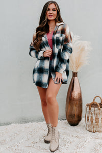 Good To Be Plaid Oversized Plaid Flannel (Navy/Mustard) - NanaMacs