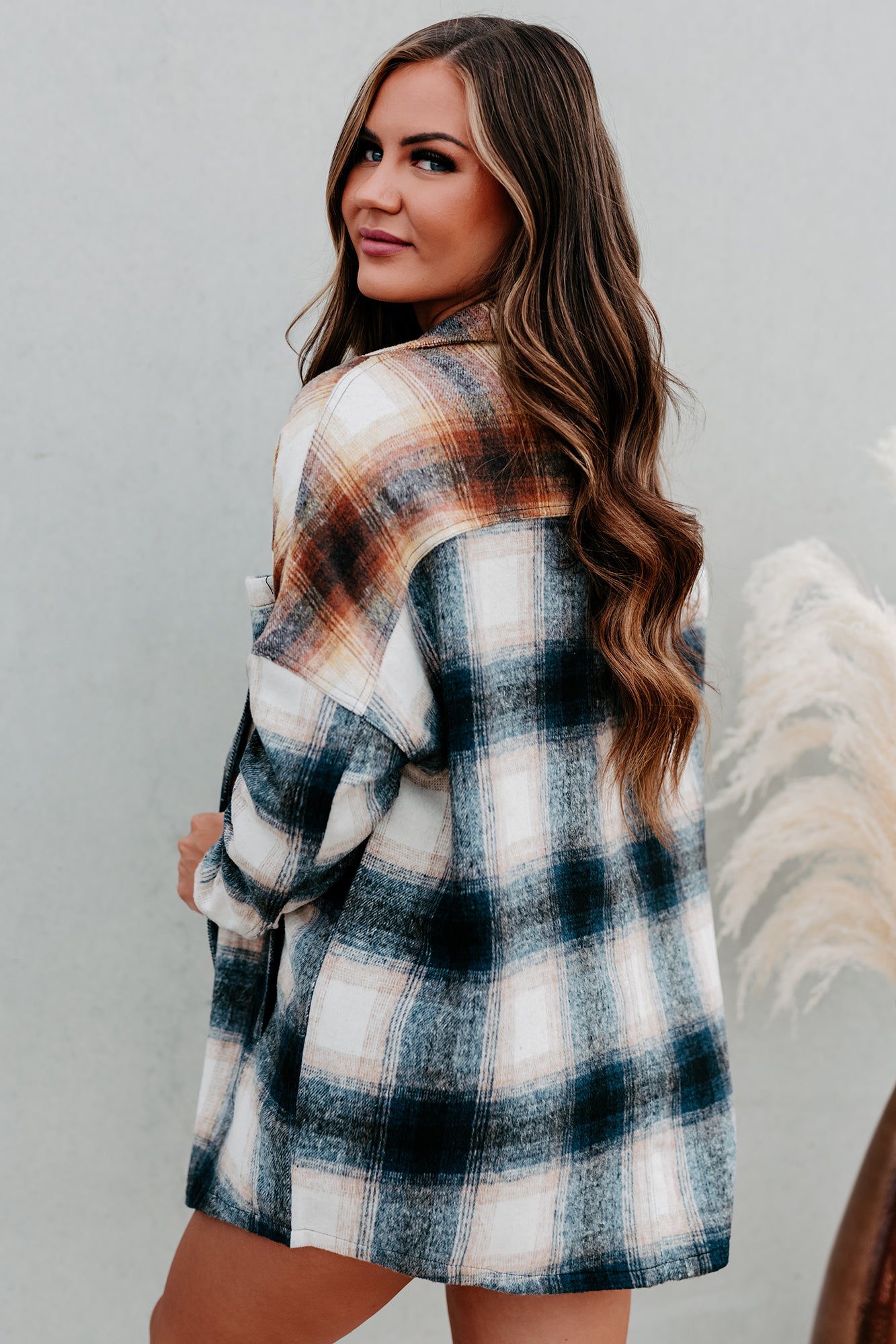 Good To Be Plaid Oversized Plaid Flannel (Navy/Mustard) - NanaMacs