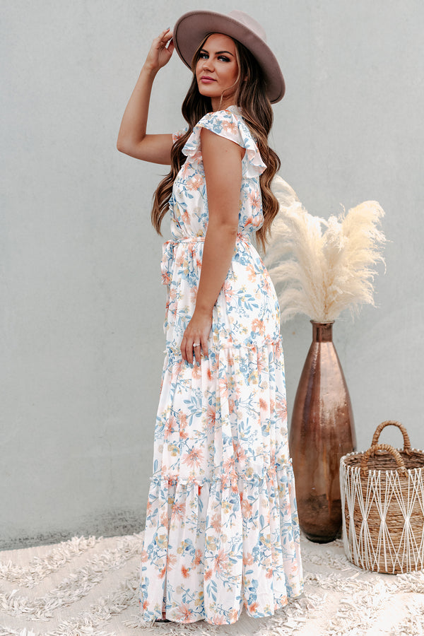 Winery Weekend Floral Maxi Dress (Ivory) - NanaMacs