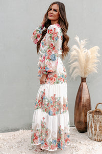 Once And Flor-all Long Sleeve Floral Maxi Dress (Ivory) - NanaMacs