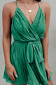 Express Your Love Pleated Romper/Dress (Emerald) - NanaMacs