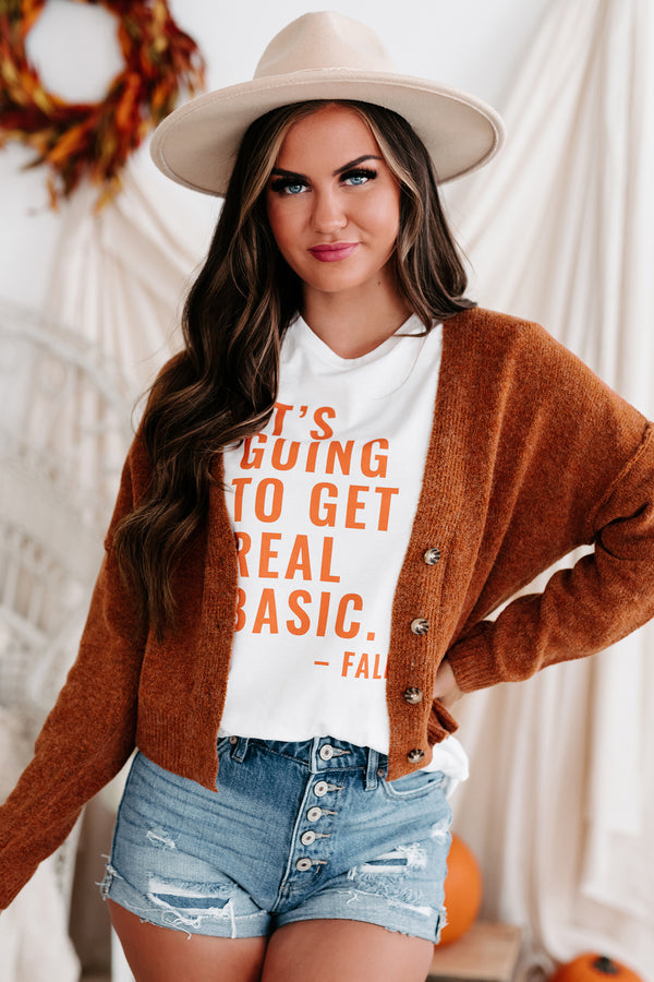 "Picked The Best One" Cropped Button-Front Sweater (Burnt Orange) - NanaMacs