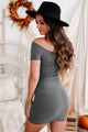 Major Attitude Off The Shoulder Cut-Out Mini Dress (Charcoal) - NanaMacs