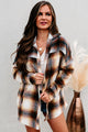 Good To Be Plaid Oversized Plaid Flannel (Brown/Mustard) - NanaMacs