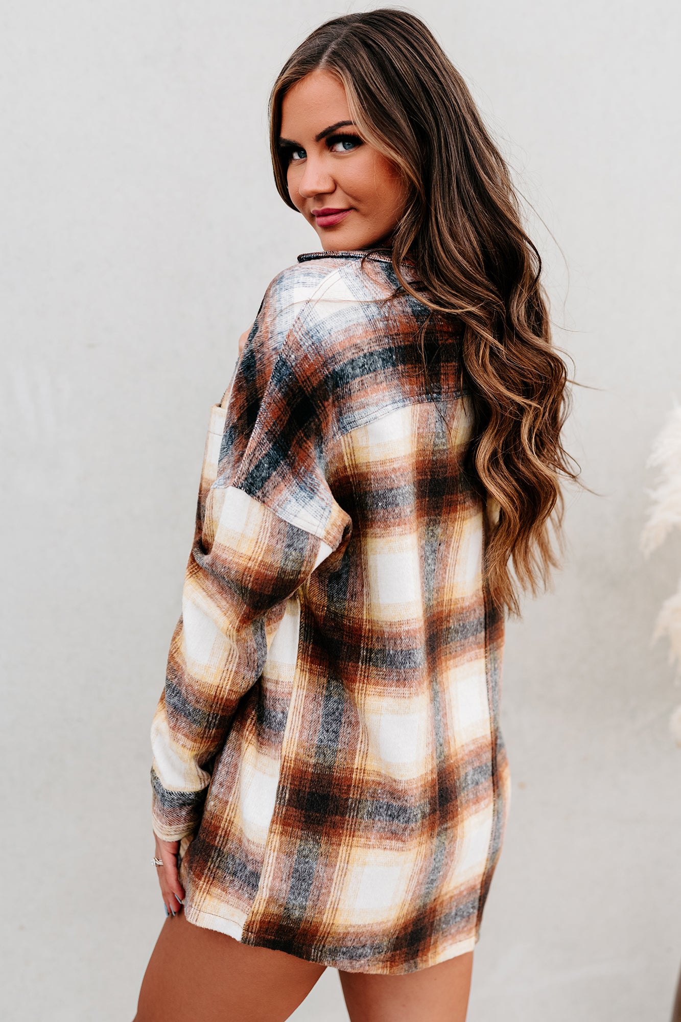 Good To Be Plaid Oversized Plaid Flannel (Brown/Mustard) - NanaMacs