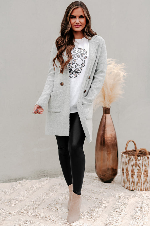 Fall Fanatic Open Front Sweater Coat (Heather Grey) - NanaMacs