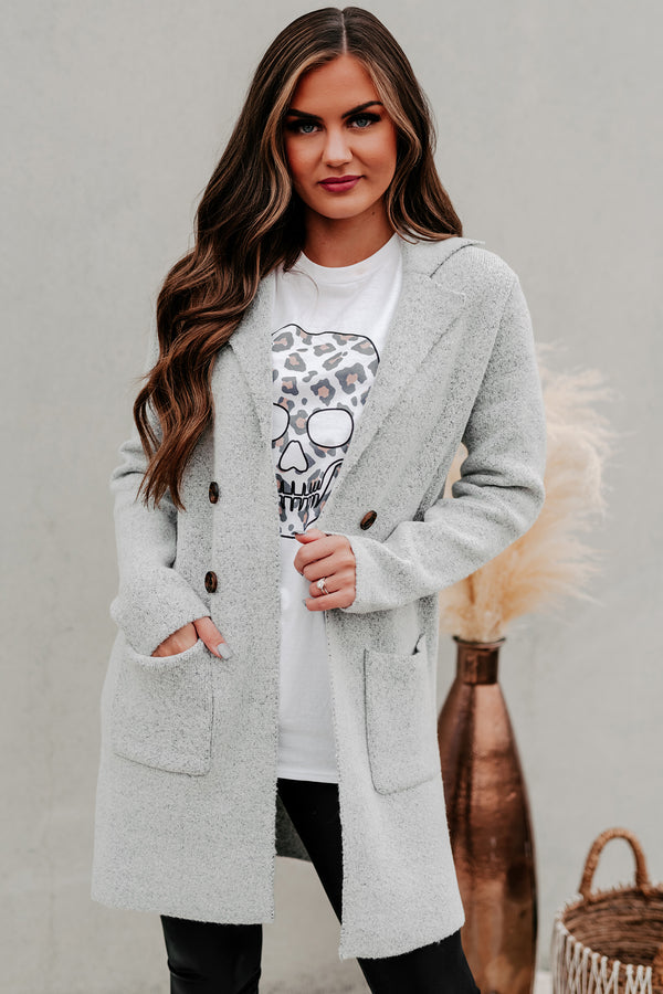 Fall Fanatic Open Front Sweater Coat (Heather Grey) - NanaMacs