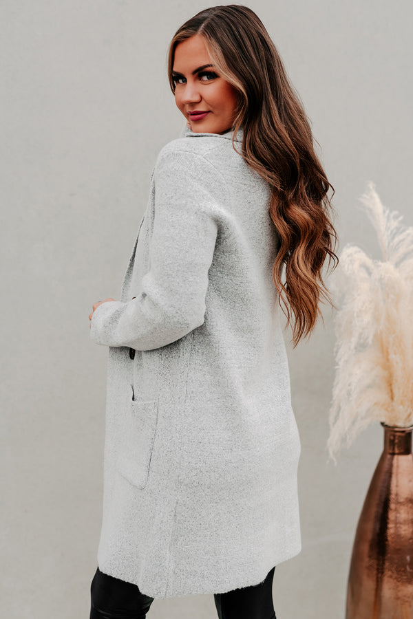 Fall Fanatic Open Front Sweater Coat (Heather Grey) - NanaMacs