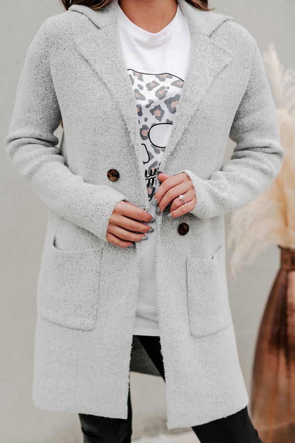 Fall Fanatic Open Front Sweater Coat (Heather Grey) - NanaMacs