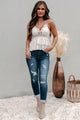 Couldn't Be Sweeter Ruffled Crochet Lace Tank Top (Bone) - NanaMacs