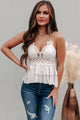 Couldn't Be Sweeter Ruffled Crochet Lace Tank Top (Bone) - NanaMacs