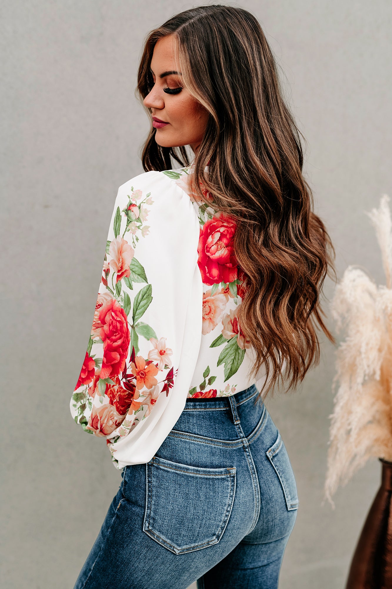 Bold Decisions Long Sleeve Floral Bodysuit (Ivory) - NanaMacs