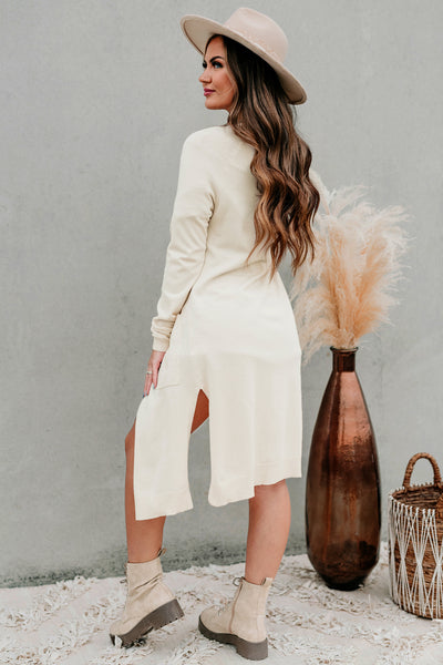 Comfortably Content Open Front Longline Cardigan (Beige) - NanaMacs