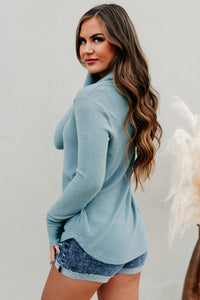 Reached My Limit Fleece Long Sleeve Cowl Neck Top (Light Jade) - NanaMacs