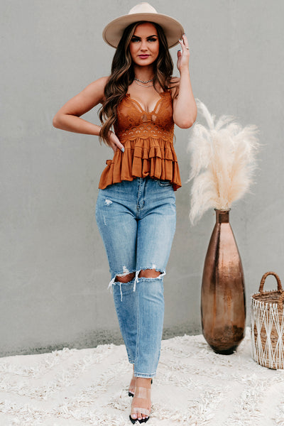 Couldn't Be Sweeter Ruffled Crochet Lace Tank Top (Almond) - NanaMacs