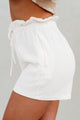 Boardwalk Avenue Ruffled Waist Linen Shorts (Ivory) - NanaMacs