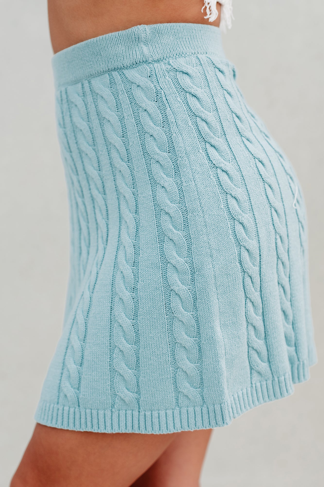 Everlasting Hope Cable Knit Mini Skirt (Blue) - NanaMacs
