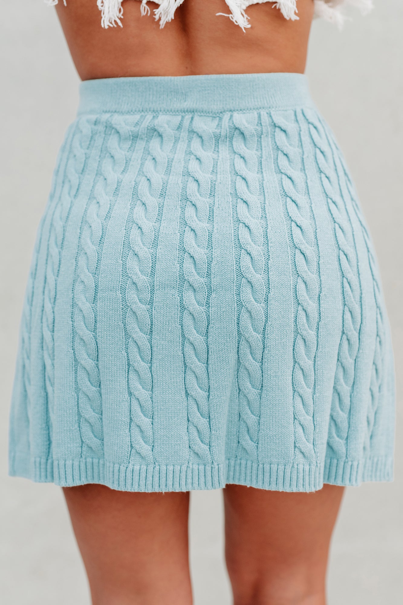 Everlasting Hope Cable Knit Mini Skirt (Blue) - NanaMacs