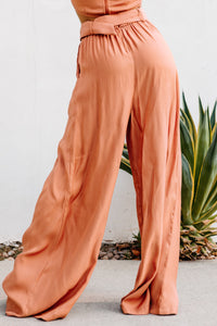 Glimmer & Shine Off The Shoulder Corset Top & Palazzo Pants Set (Cognac) - NanaMacs