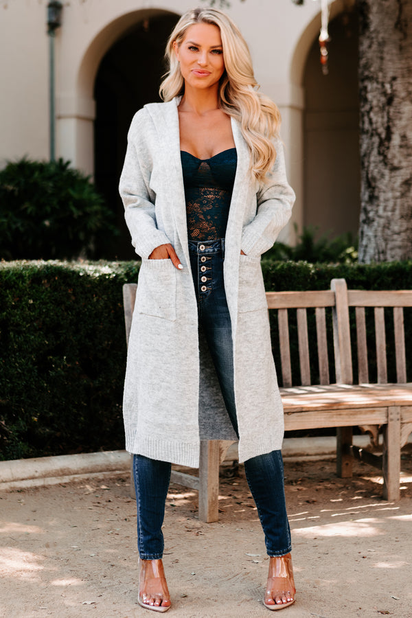 Hard To Handle Hooded Cardigan (Heather Grey) - NanaMacs