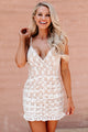 At A Premium Lace Mini Dress (White/Beige) - NanaMacs