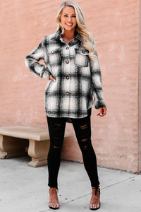 Plaid Timing Oversized Plaid Shacket (Black) - NanaMacs