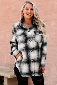 Plaid Timing Oversized Plaid Shacket (Black) - NanaMacs