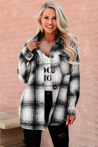 Plaid Timing Oversized Plaid Shacket (Black) - NanaMacs