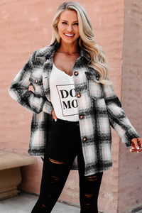 Plaid Timing Oversized Plaid Shacket (Black) - NanaMacs