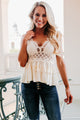 Couldn't Be Sweeter Ruffled Crochet Lace Tank Top (Cream) - NanaMacs