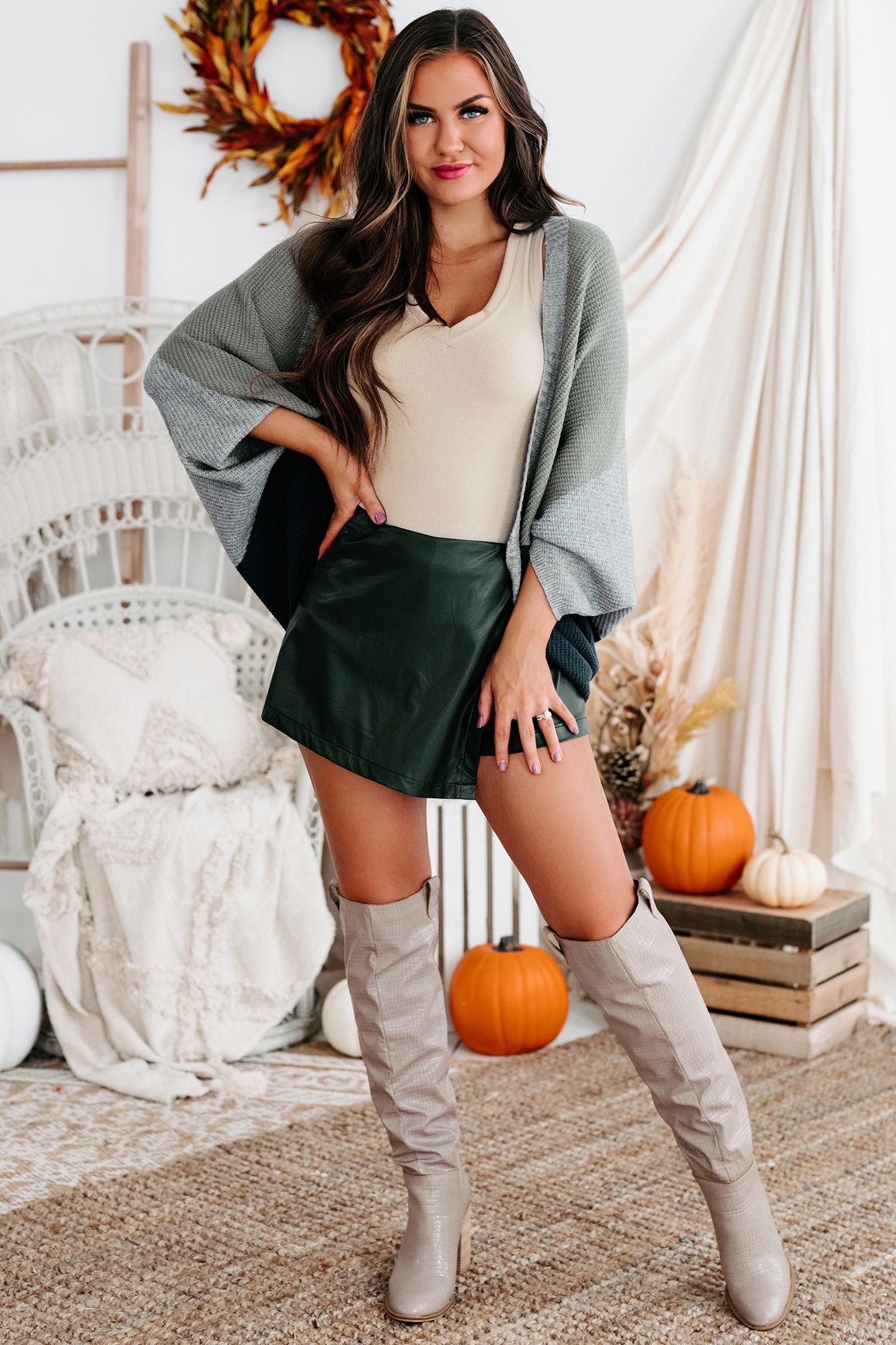 Winging It Dolman Sleeve Cardigan (Olive/Midnight) - NanaMacs