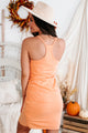 Pulling You In Side Ruched Racerback Tank Dress (Apricot) - NanaMacs