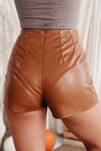 Steady Climb Faux Leather Skort (Camel) - NanaMacs