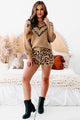 Spot Me Leopard Print High Rise Sweater Shorts (Taupe/Black) - NanaMacs
