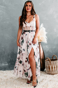 Romantic Reasons Lace Bustier Floral Maxi Dress (Mauve) - NanaMacs