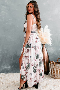 Romantic Reasons Lace Bustier Floral Maxi Dress (Mauve) - NanaMacs