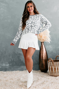 All Warm & Cuddly Fuzzy Leopard Print Sweater (Grey/Ivory) - NanaMacs