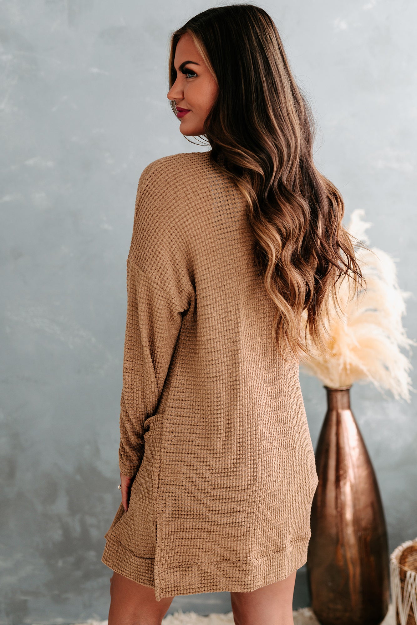 Some Day Soon Waffle Knit Cardigan (Mocha) - NanaMacs