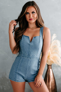 Hope For Happiness Denim Romper (Light Indigo) - NanaMacs